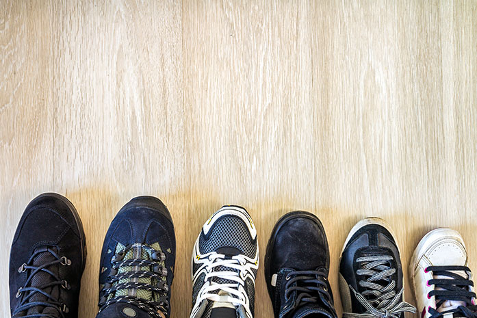 Shoes on a wooden floor